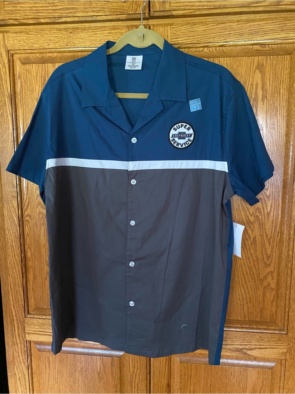 GM Chevrolet Service Uniform Work Shirt
Mens M Blue/Gray/White Twill